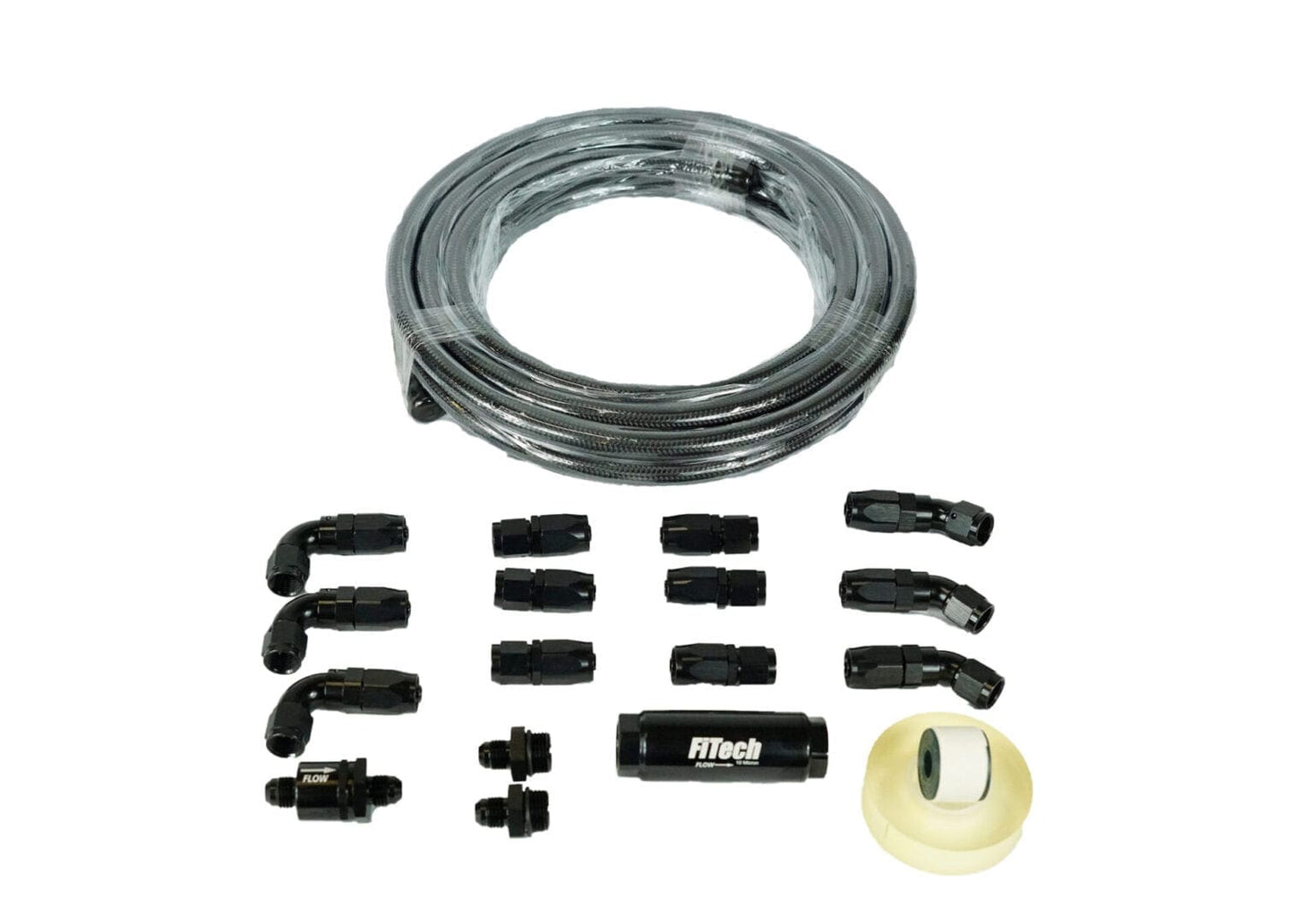 FiTech Fuel Injection 51004 40ft Black Stainless Steel Hose Kit
